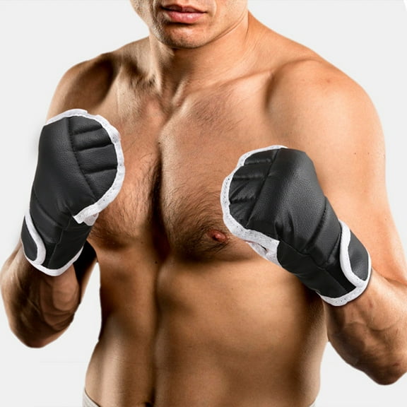 ievspot 1 Pair Half Finger Boxing Gloves Adjustable Fighting Punching Gloves Shock Absorbing Hand Wrist Kickboxing Gloves