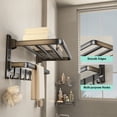thumbnail image 5 of Sofinny 24-Inch Towel Racks for Bathroom & Lavatory Wall Mounted, Foldable Towel Storage Shelf with 1 Towel Bar with 7 Multifunctional Hooks (Black), 5 of 7