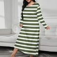 thumbnail image 2 of Dasayo Long Sleeve Womens Nightgowns House Chemise Plus Size Pajamas Full Length Striped Loungewear Womens Sleepwear XL, 2 of 6