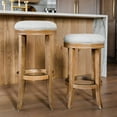 thumbnail image 4 of Maven Lane Eva Bar Stool in Weathered Oak Finish w/ Sand Color Fabric Upholstery, 4 of 8