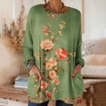 thumbnail image 2 of Stamzod Long Sleeve Shirts Womens Vintage Business Casual Blouses with Pocket Casual Basic T-Shirts Green B XL, 2 of 7