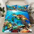 thumbnail image 2 of Erosebridal Sea Turtle Sheet Set Twin,Underwtaer World Bedding Sets Twin Size,Ocean Theme Decor,Breathable,3pcs, 2 of 7