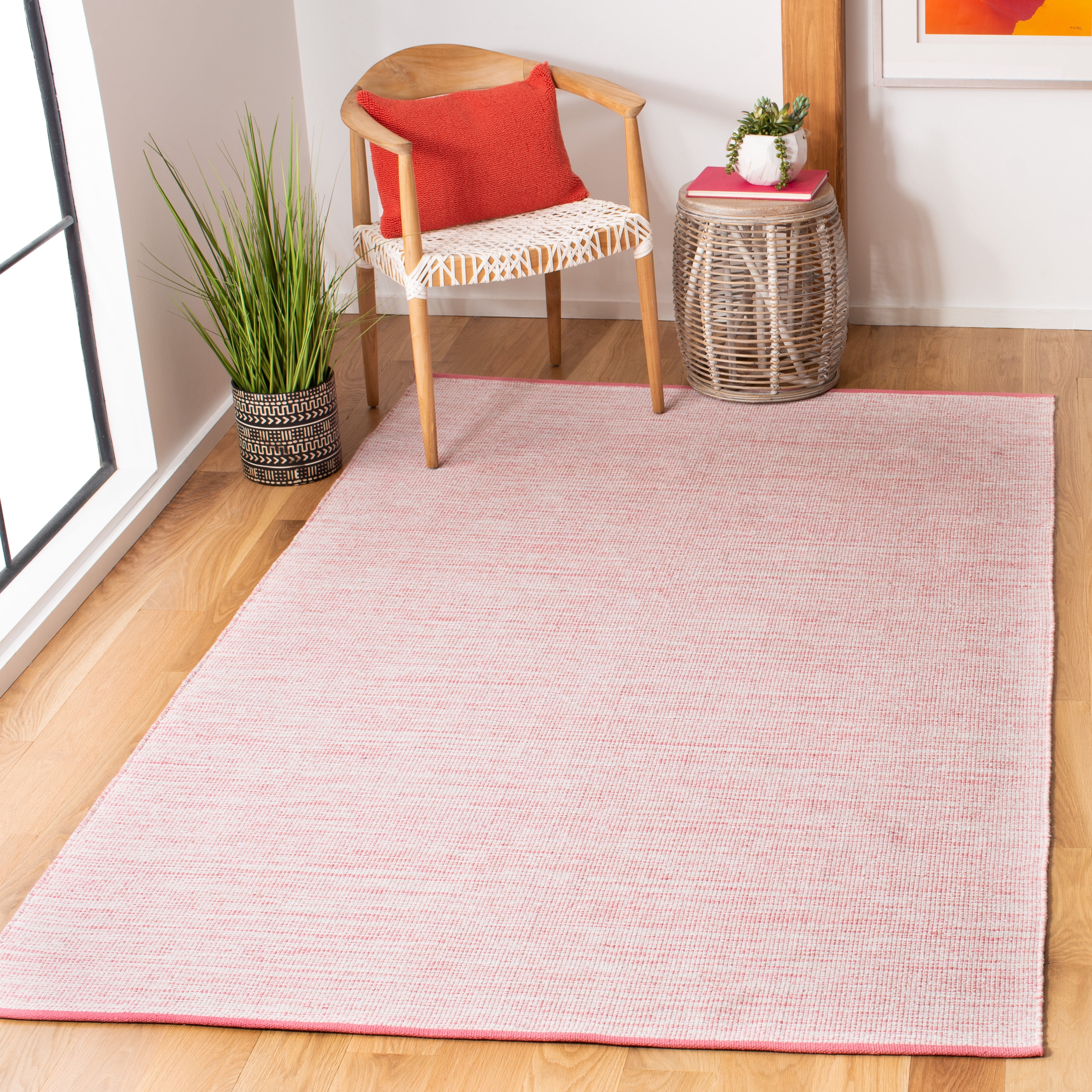 SAFAVIEH Montauk Bernadine Solid Cotton Area Rug, Pink/Fuchsia, 3' x 5'