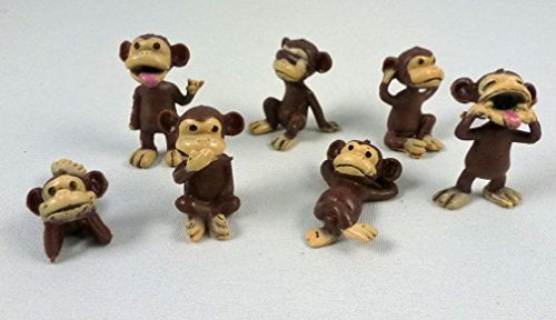 Set of 3 Small Plastic Monkey Heads Party Favors Fillers 