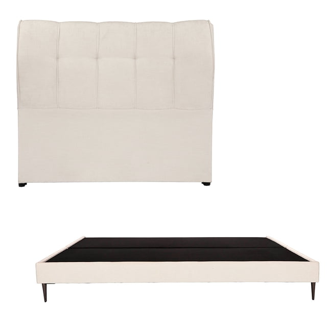 Base Cama Slim King Size + Cabecera Kiri Dicasa Beige Claro