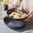 thumbnail image 2 of 30 oz Egg-Shaped Ceramic Pasta Bowls Set of 4, Porcelain Microwave Safe Serving Bowls with High Edge for Dinner, Salad, Soup, Reactive Glaze, Royal Blue, 2 of 7