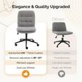 thumbnail image 5 of Wubio Mid Back Armless Office Desk Chair with Wheels/no Wheels,360°Rocking Swivel Vanity Chair with Thickened Cushion,Adjustable Height Rolling for Reading Room-Dark Grey, 5 of 10