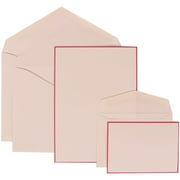JAM Paper Wedding Invitation Combo Set, 1 Large & 1 Small, Bright Border Set, Pink Card with White Envelope,100/pack
