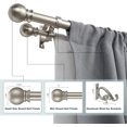 thumbnail image 2 of Mayrhyme Brushed Nickel Double Curtain Rods 36-72 Inch,1‘‘Front and 5/8‘‘Back Double Drapery Rod with Small Round Ball and Aluminum Brackets, Adjustable Dual Window Rod for Sheer/Blackout Curtains, 2 of 7