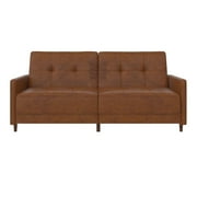 Desert Fields Adera Coil Futon, Camel Faux Leather