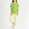 thumbnail image 2 of Miluxas Girls Solid Color 2 Piece Outfits Short Sleeve T Shirts Sport Pants Matching Lounge Set Green 5-6 Years, 2 of 8