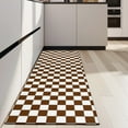 thumbnail image 4 of Brown and White Checkerboard Pattern Kitchen Rug Mat,Kitchen Runner Rugs Non Skid Washable,Decorative Kitchen Floor Mats for Kitchen,Sink,Laundry,17"X47", 4 of 5