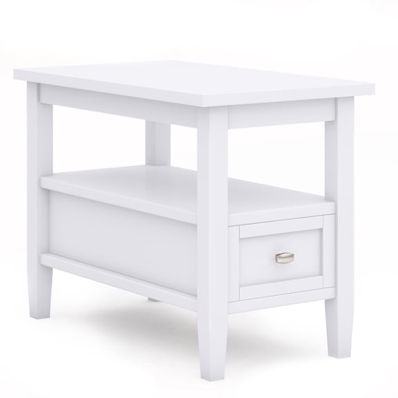 Simpli Home Warm Shaker Solid Wood 14 inch Wide Transitional Narrow Side Table in White