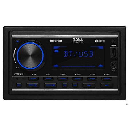 Double Din Radio Boss BOSS Audio 810BRGB Multimedia Car Stereo – Double Din, Bluetooth Audio and Calling, MP3 Player, USB Port, AUX Input, AM/FM Radio Receiver, (No CD/DVD), Multi Color Illumination ()