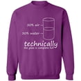 thumbnail image 2 of OXI Crewneck Sweatshirt - Technically The Glass is Full, Basic Casual Sweatshirts for Men's and Women Fleece Sweatshirt Long Sleeve - Purple X-Large, 2 of 2
