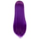 thumbnail image 3 of Zhuge Pelucas de cabello natural liso de 80 cm de largo para cosplay con flequillo, peluca colorida para fiesta de disfraces de Halloween para niña (violeta), 3 of 5