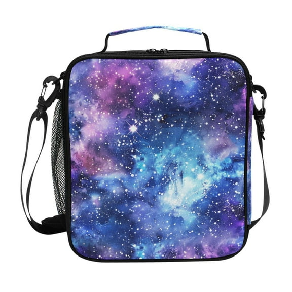 ALAZA Brightly Glittering Shiny Galaxy Lunch Box Insulated Lunch Bag Reusable Thermal Cooler Tote School Picnic