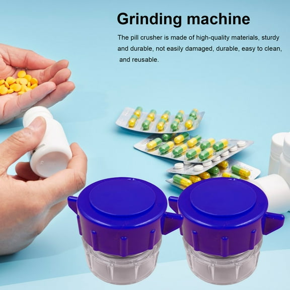 Riguas 2Pcs Pill Grinder Compact Portable Pill Crusher with Built-in Pill Storage Compartment for Home Outdoor Travel