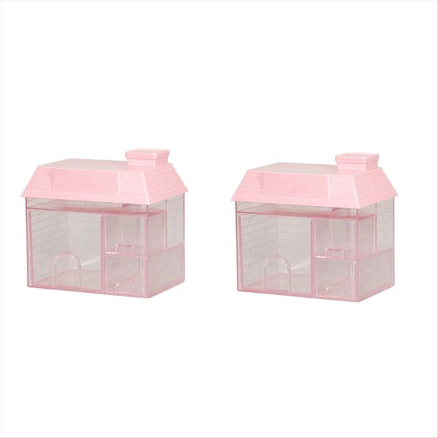 Caja de Almacenamiento de Escritorio Transparente, Portabolígrafos con Diseño de Casa Pequeña, Organizador de Cosméticos con Cajón para Estudiantes y Uso Doméstico.