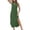 #0447-Green, variant on Womens Sleeveless V-Neck Maxi Dress Stand Collar Pleated Front Asymmetrical Hem Loose Fit Casual Tunic Dress