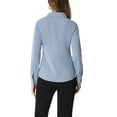 thumbnail image 3 of INSPIRE CHIC Women's Color Block Button Down Long Sleeve Work Shirt S Solid Blue, 3 of 6
