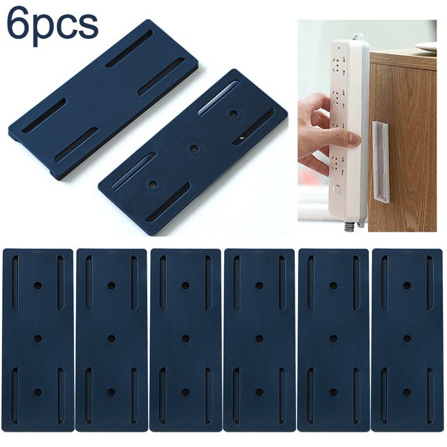 Retenedor Enchufe Montado en La Pared Fijador Toma Corriente Sin Perforaciones Soporte Almacenamiento () Azul