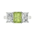 thumbnail image 2 of 4ct emerald cut green natural peridot 14k white gold 3 stone Bridal Wedding Engagement Promise Anniversary Ring for Women size 5.5, 2 of 7