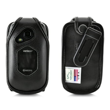 Turtleback FITTED CASE for Kyocera DuraXV LTE Verizon Flip Phone Black Leather with Ratcheting Removable Belt Clip Holster FITS ONLY Kyocera DuraXV LTE E4610 Mil Spec 810G (Best Mil Spec Ar 15)