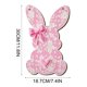 thumbnail image 3 of Conejo de Pascua con cartel de pared de puerta de madera y ventana Decoración colgante en 2D – Madera natural, encaje floral en relieve, corazón y lazo verdes, acento primaveral en la corona de flores, 3 of 5