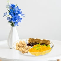 HAMPPLIES Snack Plate Three-Grids Gold 1Pack 10.0X10.0X1.2In