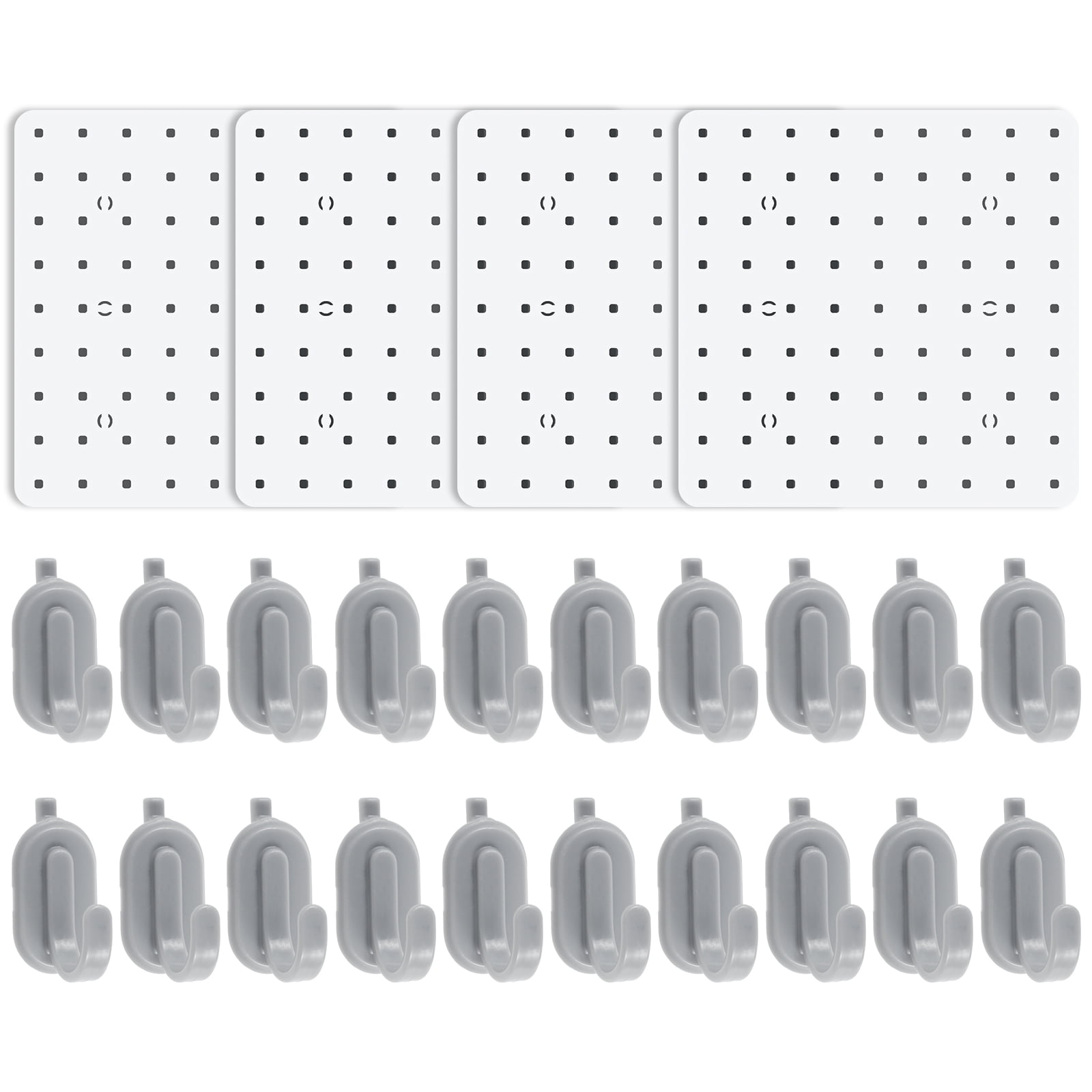 4Pcs Pegboard Wall Organizer with 20 Hooks No Punching Wall Pegboard