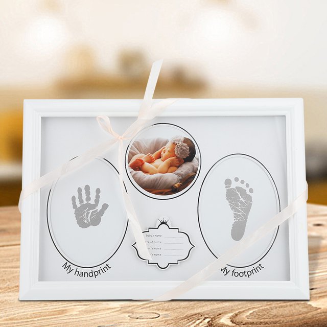 Baby Hand & Foot Print Clay Cast Kit & Fold Photo Picture Frame Christening Gift Memorial Frame