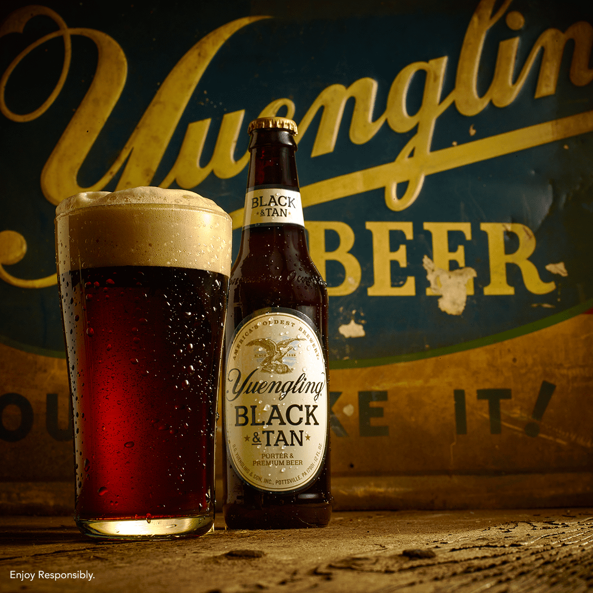 Yuengling Black & Tan Beer, 12 Pack Beer, 12 fl oz Glass Bottles, 4.6% ABV, Domestic