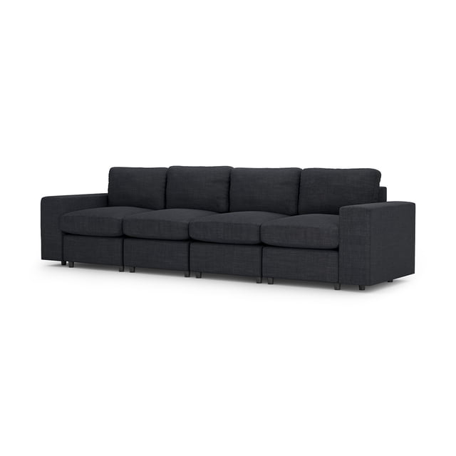 Sofá Seccional Modular Adapti 4 Plazas Reposabrazo Ancho Gris Carbón