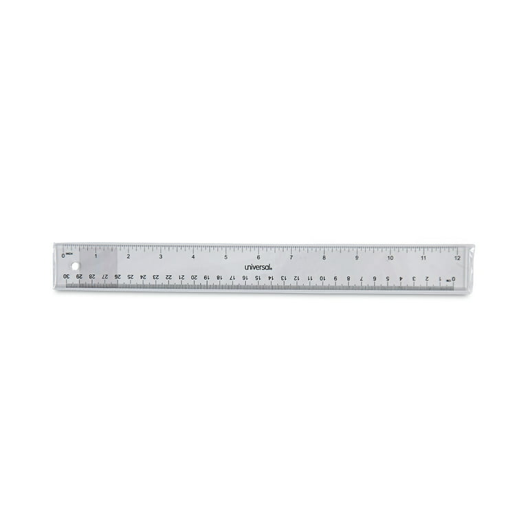 Universal® Acrylic Plastic Ruler, 12, Stardard/Metric, Clear, Each  (UNV59022)