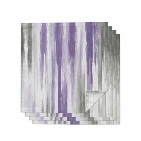 Purple Gray Cloth Napkins Set of 4 Reusable Dinner Napkins, Vintage Country Abstract Gradient Aesthetic Cocktail Napkin Washable Table Napkins for Wedding/Holiday Party/Baby Shower 20"x20"