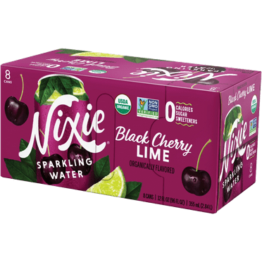 Nixie Sparkling Water Organic Sparkling Water Black Cherry Lime - 12 fl oz 8 ea Pack of 2