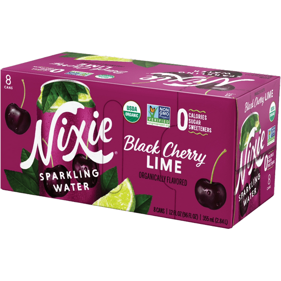 Nixie Sparkling Water Organic Sparkling Water Black Cherry Lime - 12 fl oz 8 ea Pack of 2