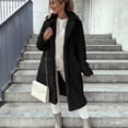 thumbnail image 5 of Fesfesfes Women's Casual Long Fleece Coat Lapel Collar Button Down Midi Length Plush Winter Warm Jacket Outwear with Pockets for Fall Winter Seasonal Daily Wear, 5 of 9