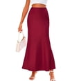 thumbnail image 3 of Women Fall Skirts Business Casual Clothes High Waisted Cocktail Party Wedding Guest Mermaid Maxi Skirt Wine Red M, 3 of 10