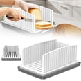 thumbnail image 2 of Adjustable Bread Slicer for Homemade Bread Foldable Bread Cutting Guide with Crumb Tray Multi Width Slicing Tool for Bread Cakes, 2 of 7