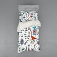 thumbnail image 1 of Ambesonne Ethnic Bedding Set 3 Pcs, Colorful Swirls Birds Motif, Twin, White and Multicolor, 1 of 3