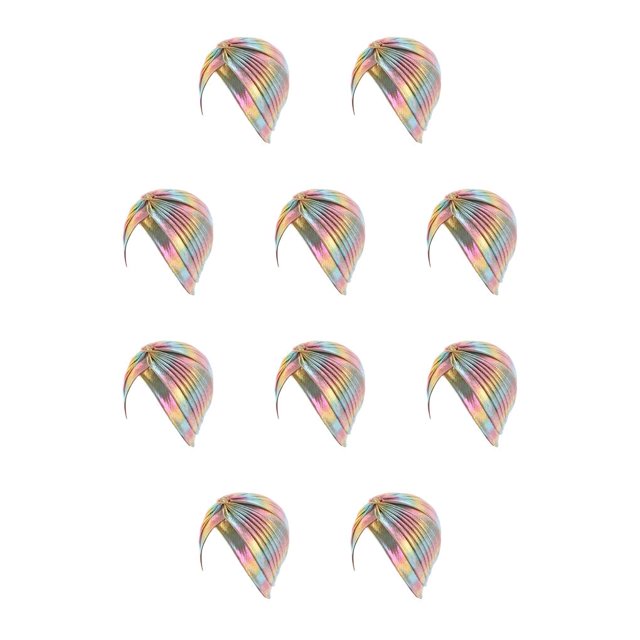 Qarigey Turbante tradicional para niñas, plegable, encantador, a la moda, para el hogar, la Oficina, caminar, ir de compras, trabajar, viajar, Oro 10Conjunto
