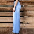 thumbnail image 6 of Karymi Mid‑Rise Wide‑Leg Jeans for Women, Decor Side Button Stretch Full‑Length Denim Pants with Pockets, 6 of 6