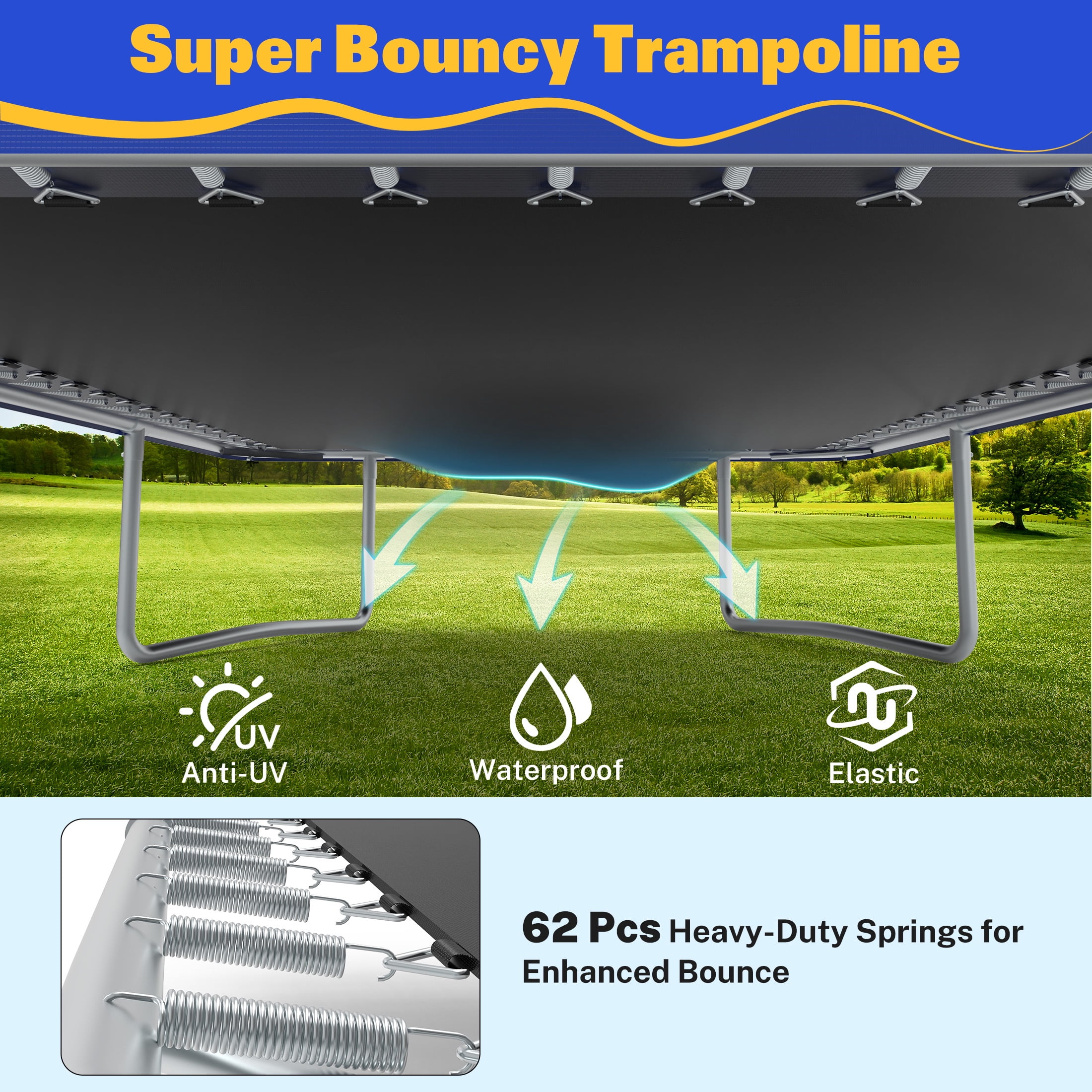 8X12FT Rectangular Trampoline with Enclosure Net, SEGMART Big Outdoor Rectangle Trampoline with Basketball Hoop, Large Square Trampoline 1322LBS Weight Capacity with Storage Bag for Kids, Adults