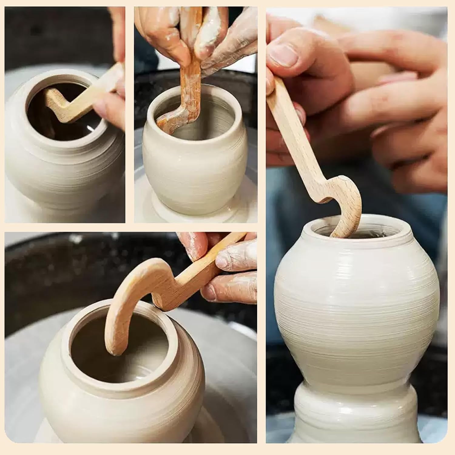 ABPETE Cup Pottery Clay Tools with Long Grip Handle,Vase Pots Making Clay Sculpture Tool Ceramic Throwing Stick for Pottery Shaping Molding(2Pcs)