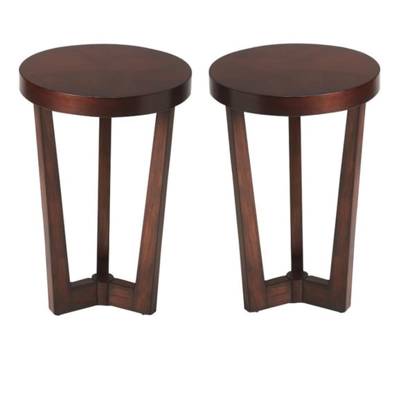 Home Square 24"H Transitional End Table in Dark Brown - Set of 2