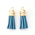 thumbnail image 2 of 20pcs Suede Tassel Pendant Decorations with CCB Plastic Cord Ends Light Gold 33-35x10mm Hole: 2.5mm Steel Blue, 2 of 2