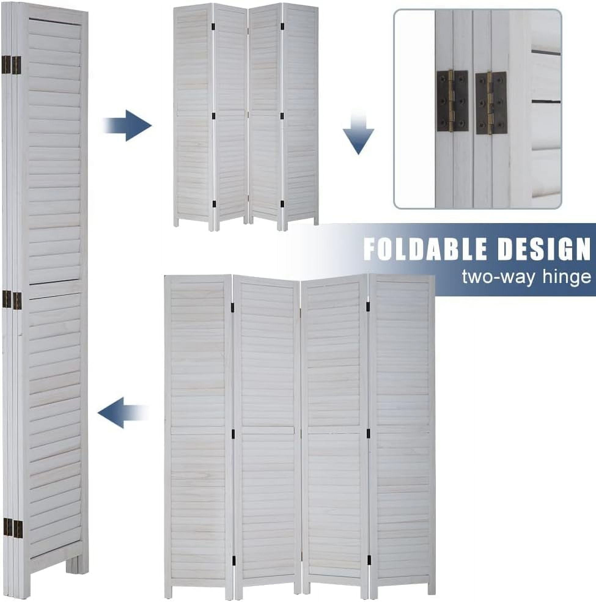 Dkelincs 4 Panel Wood Room Divider 68.9" x 15.7" Folding Privacy Screen Wall Divider for Home Office Bedroom,