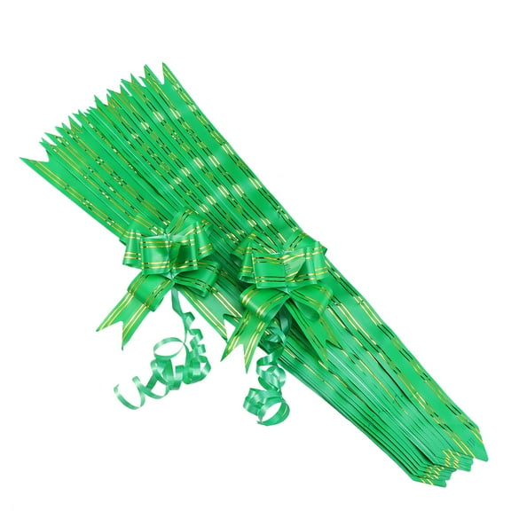 20PCS Golden Side Design Pull Bows Gift Knot Ribbons String Bows for Wedding Gift Wrapping Car Decoration (Green)